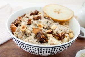 Figgy Oatmeal w Pears + Toasted Hazelnuts | Catching Seeds