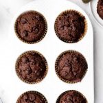Gluten free & vegan chocolate fudge muffins.