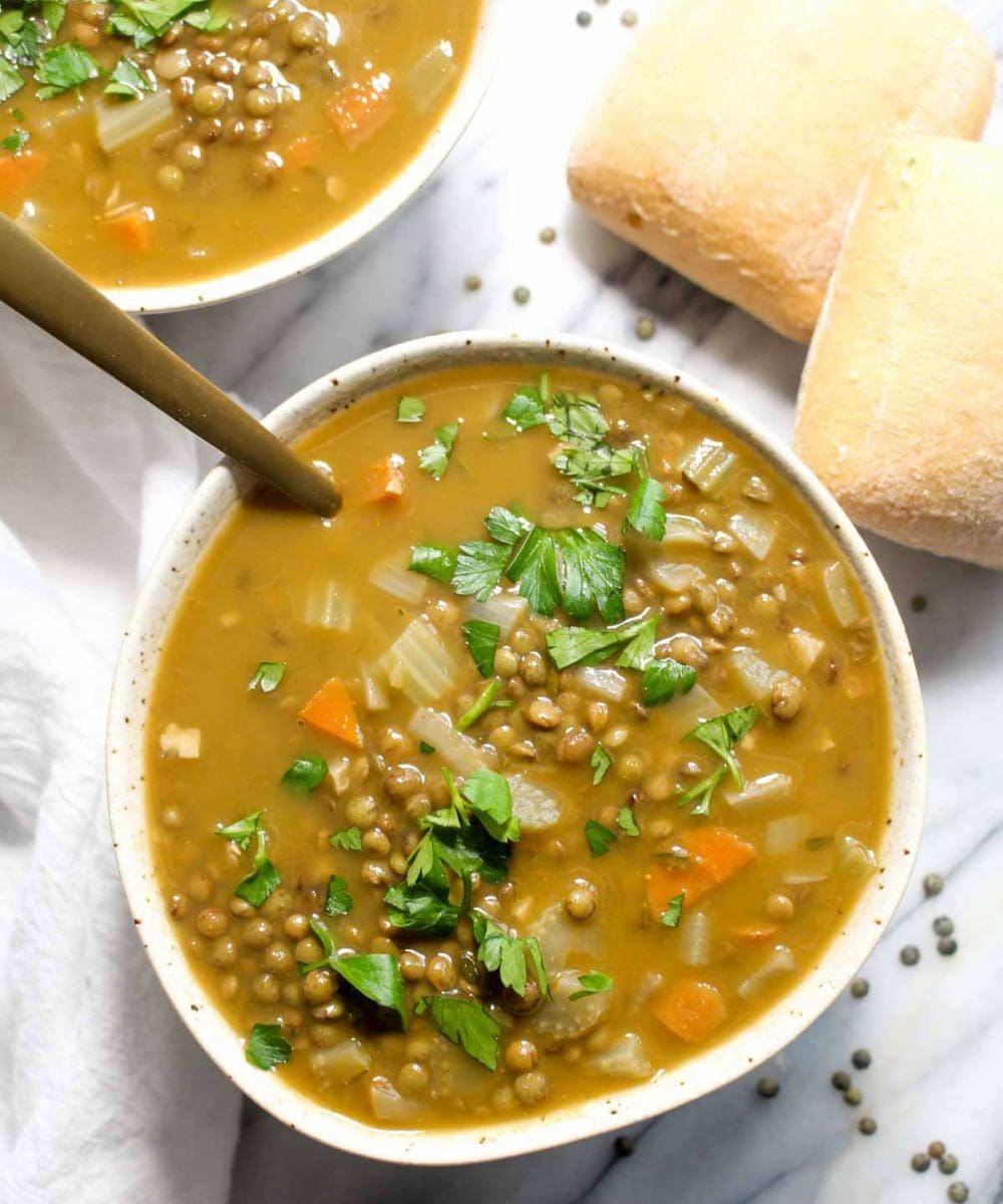 This healthy Detox Lentil Soup is jam packed with both nutrients and flavor. A super easy recipe with just two steps and simple ingredients. | CatchingSeeds.com
