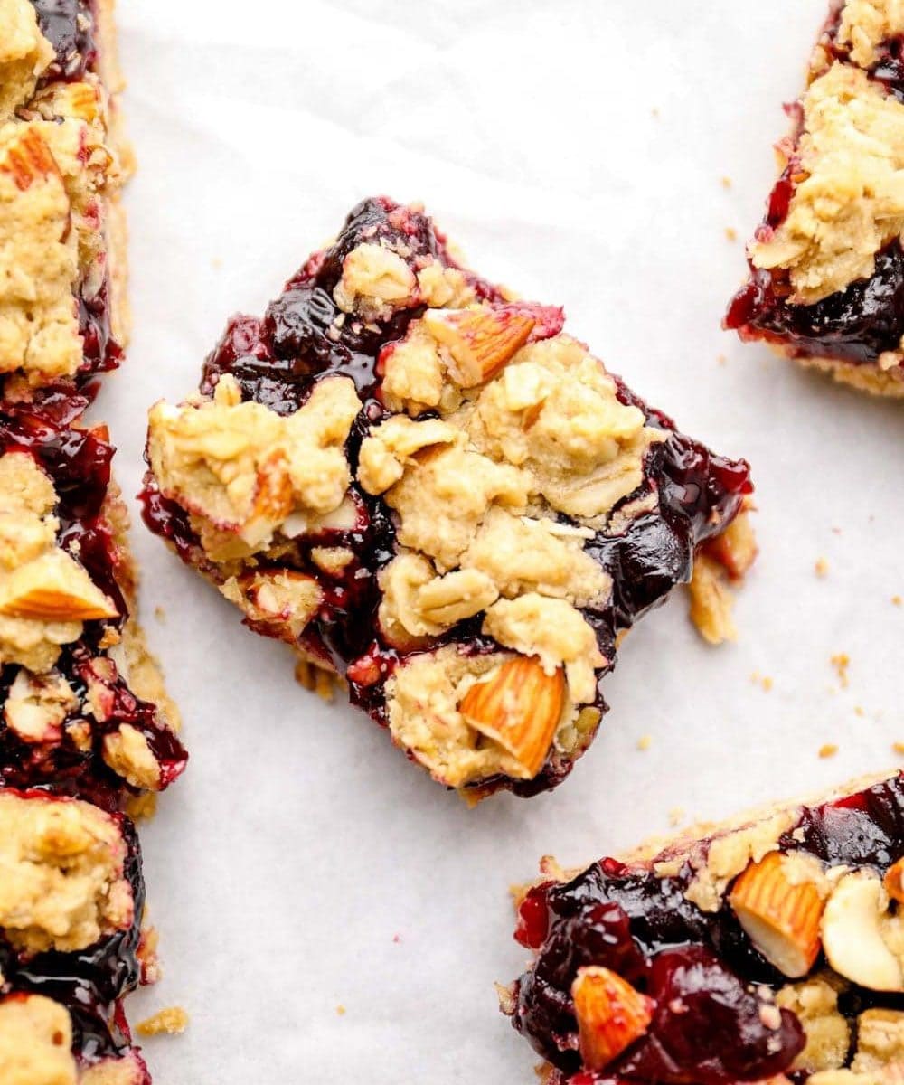 Gluten Free Cherry Pie Bars with a crumble topping.
