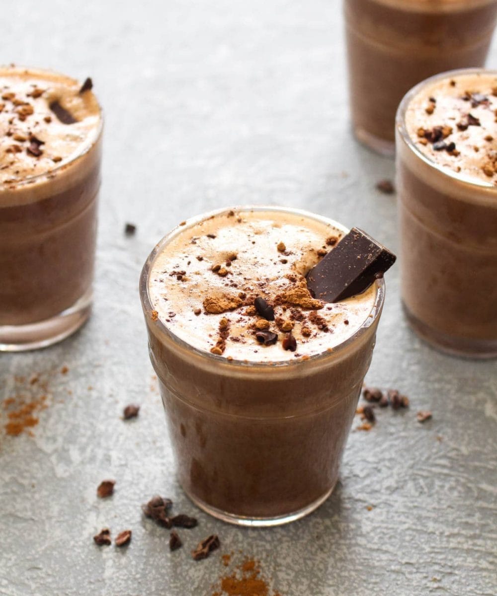 Superfood Hot Chocolate is packed with antioxidants, vitamins, and minerals. This is a cup of chocolate that you can truly feel good about! Adaptogens and superfoods like maca and reishi add flavor and major health benefits to this recipe. | CatchingSeeds.com