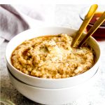 Maple butter oatmeal in a bowl.