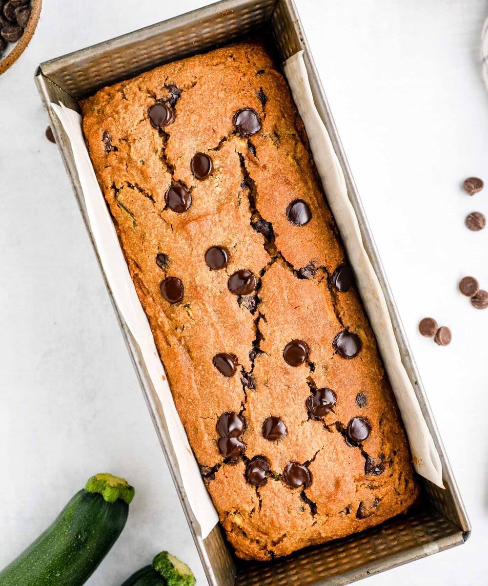 Gluten Free Vegan Zucchini Bread in the pan just out of the oven.