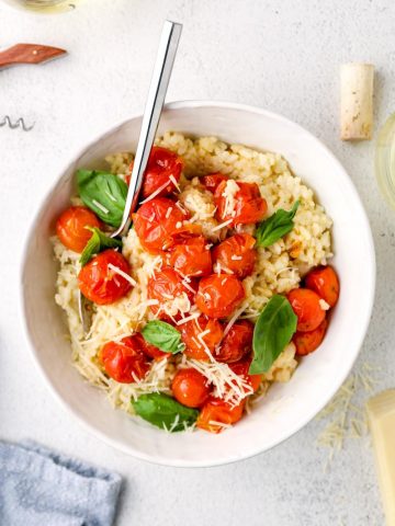 Vegan Risotto with Roast Tomatoes and basil