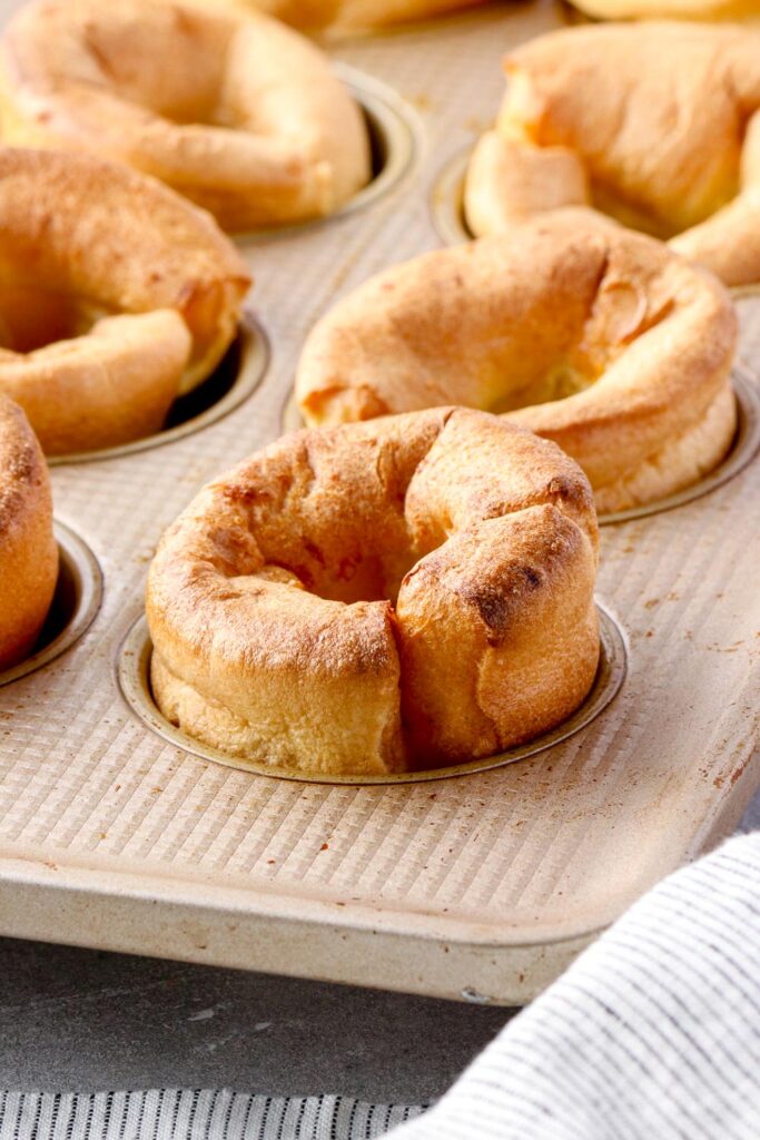 Gluten free yorkshire pudding in the muffin tin.